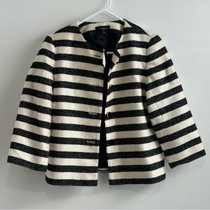 NWT Talbots black and white striped blazer Jacket Women’s Size 8 P Petite